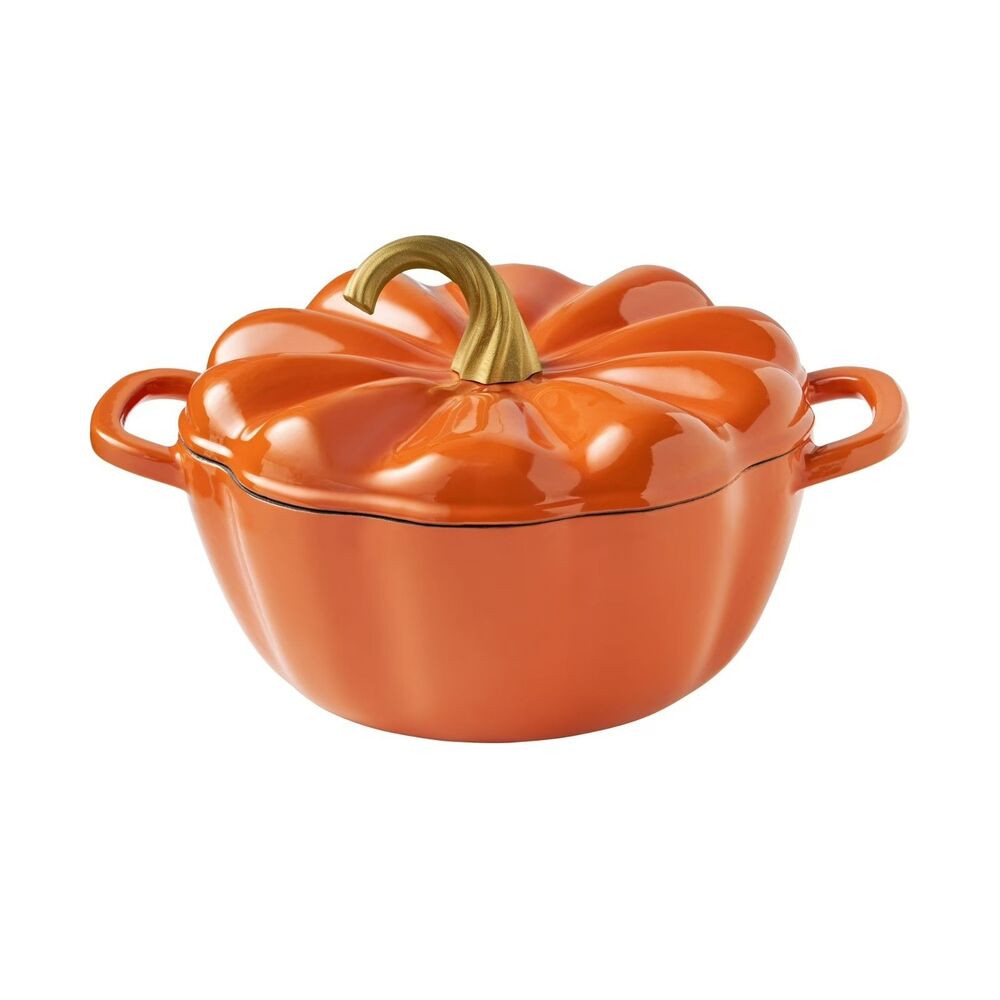 Pioneer Woman Pumpkin Enameled Cast Iron Dutch Oven Orange Fall Thanksgiving